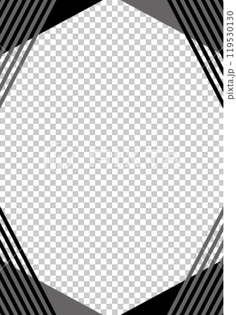 幾何学　フレーム　黒　ストライプ　縦長	 119530130