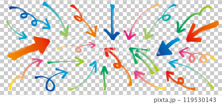 Arrows, handwritten, colorful, gradient, marker set Arrows, handwritten, colorful, gradient, marker set 119530143