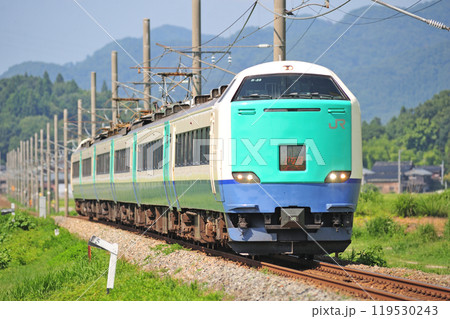 羽越本線　村上ー岩舟町　JR東日本　485系　R25編成（新潟）　いなほ 119530243