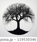 Silhouette of Leafless Tree in Circular Composition 119530346