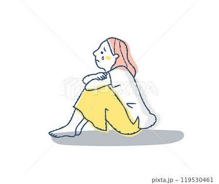 膝を抱えて泣いている女性 膝を抱えて泣いている女性 119530461