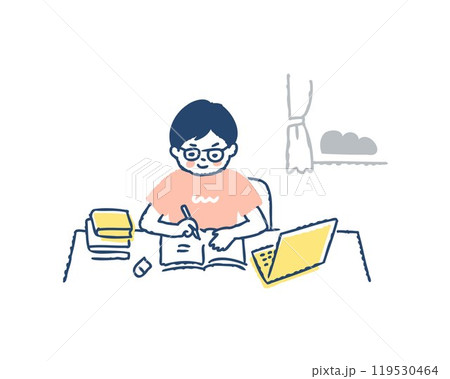 一生懸命に勉強をする男の子 119530464