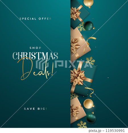 Elegant Christmas sale banner with gold accents 119530991