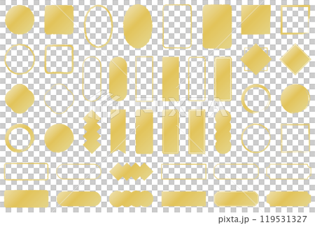 Seal, stamp, decoration, heading, gold, set, no text 119531327