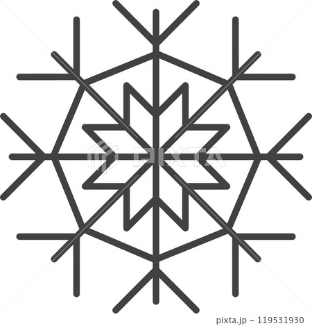 Snowflake icon. Winter snowflake silhouette for Christmas design Snowflake icon. Winter snowflake silhouette for Christmas design 119531930