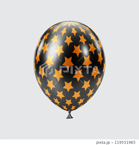 3D Black Orange balloon. Realistic glossy balloons. Star pattern. 119531965