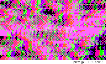 Vibrant abstract pixelated glitch art in neon pink, green, and orange tones Vibrant abstract pixelated glitch art in neon pink, green, and orange tones 119532053