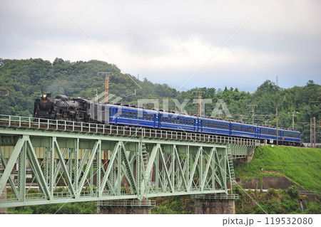 上越線　敷島ー渋川　JR東日本　C61-20+12系（高崎）　SLみなかみ 119532080