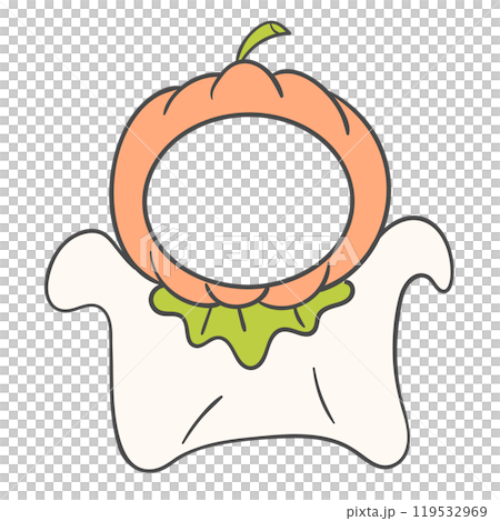 Halloween pumpkin costume illustration with a cutout for the face. 119532969