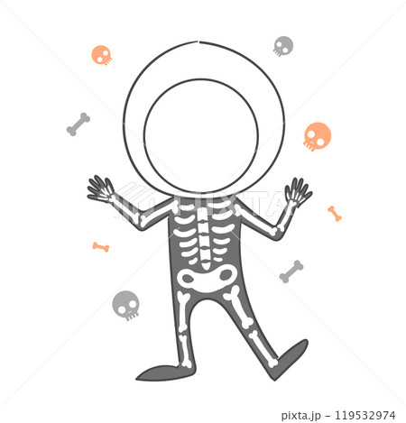 Halloween Skull Costume Illustration with a cutout for the face. 119532974