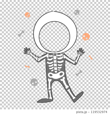 Halloween Skull Costume Illustration with a cutout for the face. 119532974