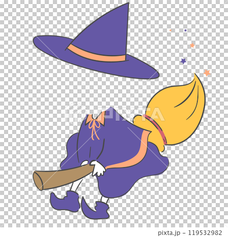 Halloween Witch Costume Illustration with a cutout for the face. 119532982