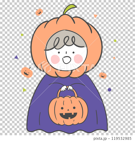 Halloween pumpkin costume illustration with a cutout for compositing a face. Halloween pumpkin costume illustration with a cutout for compositing a face. 119532985