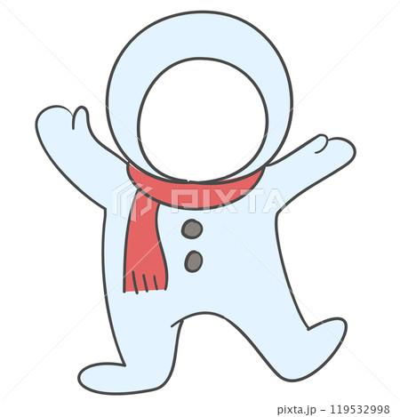 Christmas snowman costume illustration with a cutout for the face. Christmas snowman costume illustration with a cutout for the face. 119532998