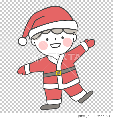 An illustration of a child dressed in a santa costume for Christmas. 119533004