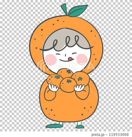 An illustration of a child dressed in a tangerine costume for Winter. An illustration of a child dressed in a tangerine costume for Winter. 119533008