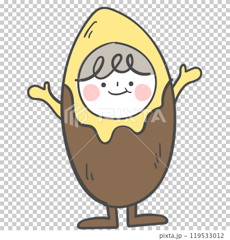 An illustration of a child dressed in a sweet potato costume for Winter. 119533012