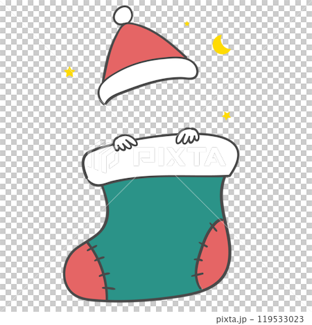 A pair of Christmas socks costume. Illustration with a cutout for the face. 119533023