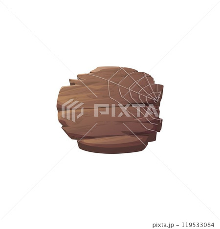 A vector illustration with a wooden round board with cobwebs creates a frame for entries. A vector illustration with a wooden round board with cobwebs creates a frame for entries. 119533084