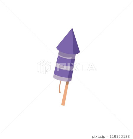 Vector illustration of a striped purple fireworks rocket with a fuse. Vector illustration of a striped purple fireworks rocket with a fuse. 119533188