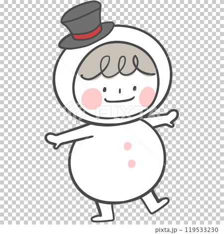 An illustration of a character in a snowman costume. 119533230