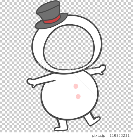 A snowman costume. Illustration with a cutout for the face. 119533231