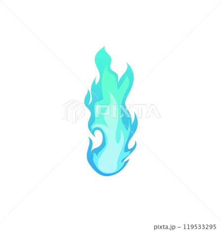 Vector illustration of fantasy fire effect, blue with curves. 119533295