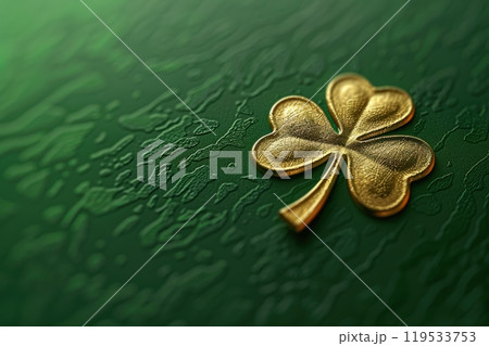 Elegant St. Patrick's Day Card Design with Golden Shamrock on Matte Green Background Elegant St. Patrick's Day Card Design with Golden Shamrock on Matte Green Background 119533753