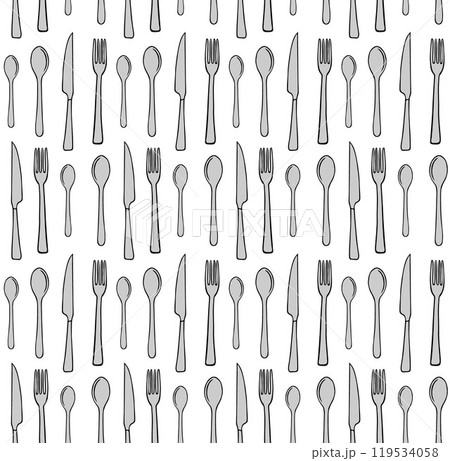 Vector seamless pattern of hand drawn cutlery Vector seamless pattern of hand drawn cutlery 119534058