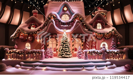 可愛らしくクリスマス仕様に装飾されたお家 可愛らしくクリスマス仕様に装飾されたお家 119534417