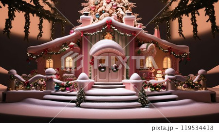 可愛らしくクリスマス仕様に装飾されたお家 可愛らしくクリスマス仕様に装飾されたお家 119534418