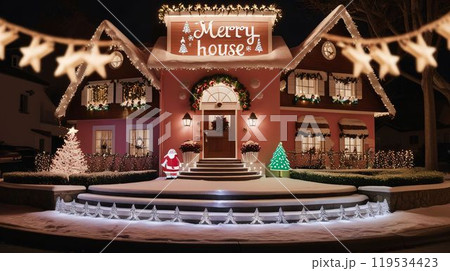 可愛らしくクリスマス仕様に装飾されたお家 可愛らしくクリスマス仕様に装飾されたお家 119534423