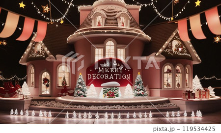 可愛らしくクリスマス仕様に装飾されたお家 可愛らしくクリスマス仕様に装飾されたお家 119534425