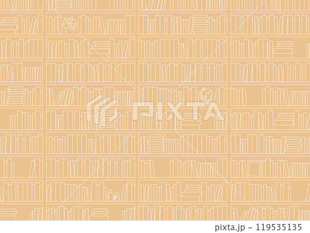本棚にたくさんの本が並んでいる背景(線画) 本棚にたくさんの本が並んでいる背景(線画) 119535135