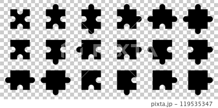 Vector illustration set of blank jigsaw puzzles 119535347