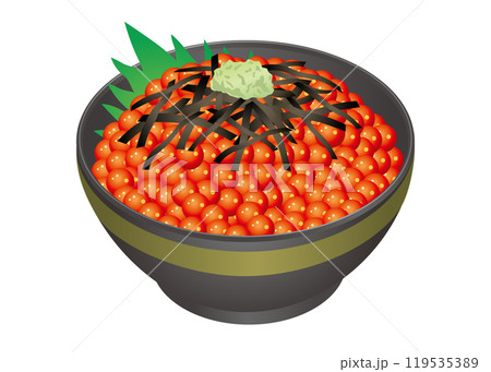 美味しそうなイクラ丼のワサビのせ 美味しそうなイクラ丼のワサビのせ 119535389