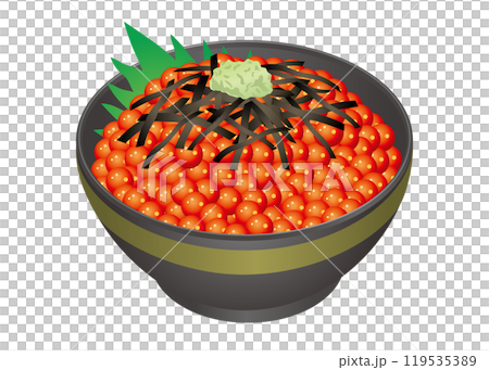 美味しそうなイクラ丼のワサビのせ 美味しそうなイクラ丼のワサビのせ 119535389