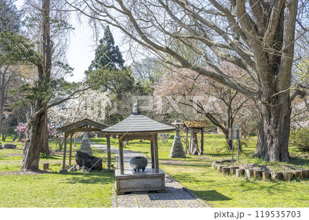春の有珠善光寺 本堂前から正門方向　北海道 伊達市 119535703