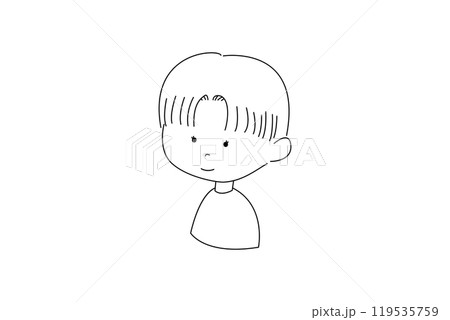線画イラスト　女の子　ヘアスタイル　ストレート　ショート 119535759