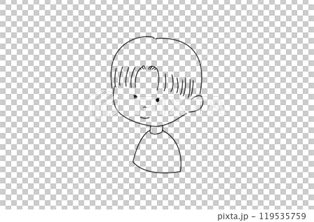 線画イラスト　女の子　ヘアスタイル　ストレート　ショート 119535759
