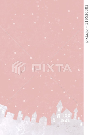 雪の降る街並みの冬イメージ背景イラスト　ピンク色 119536303