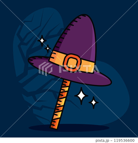 Witch hat lollipop for fun Halloween party decoration, Vector Witch hat lollipop for fun Halloween party decoration, Vector 119536600