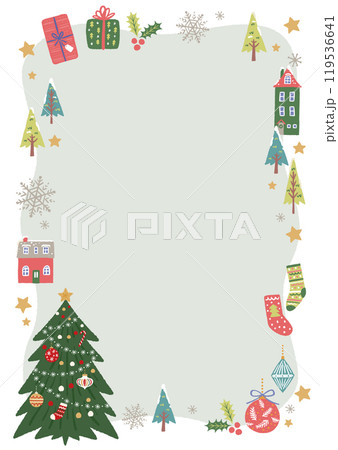 かわいいクリスマスのフレーム イラスト かわいいクリスマスのフレーム イラスト 119536641