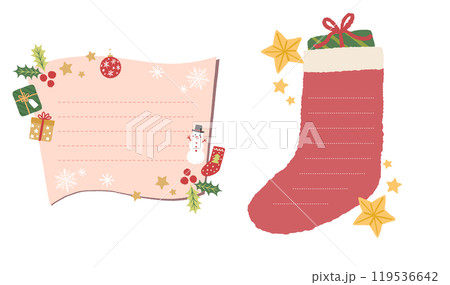 クリスマスのサンタクロースとツリーのイラスト　フレーム 119536642
