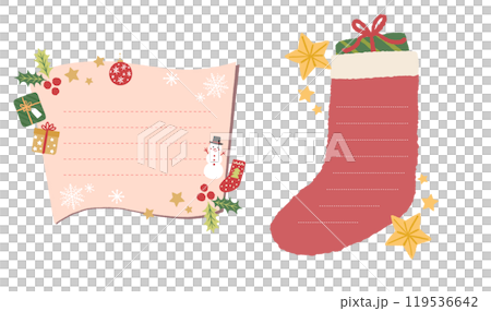 クリスマスのサンタクロースとツリーのイラスト　フレーム 119536642
