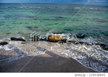 Waves of the Black Sea. The waves of the sea crash against the Odessa limestone. Waves of the Black Sea. The waves of the sea crash against the Odessa limestone. 119536645