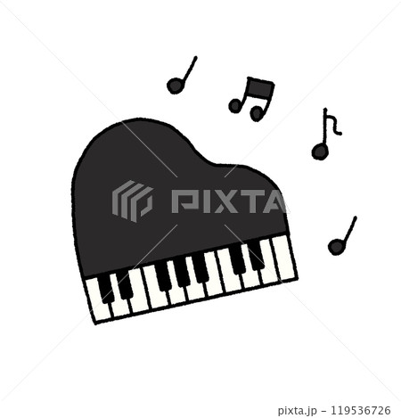 シンプルなピアノの手書き風イラスト 119536726