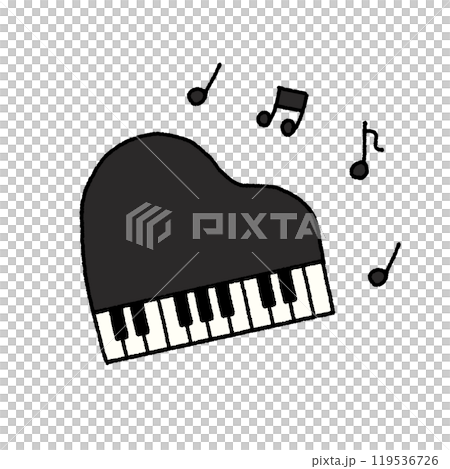 シンプルなピアノの手書き風イラスト 119536726