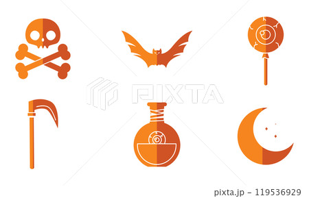 Skull, crescent moon, and cleaver Halloween pattern, Vector Skull, crescent moon, and cleaver Halloween pattern, Vector 119536929