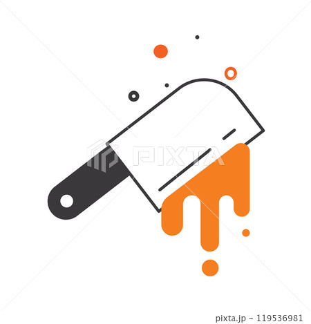 Halloween butcher knife with dripping blood design, Vector 119536981